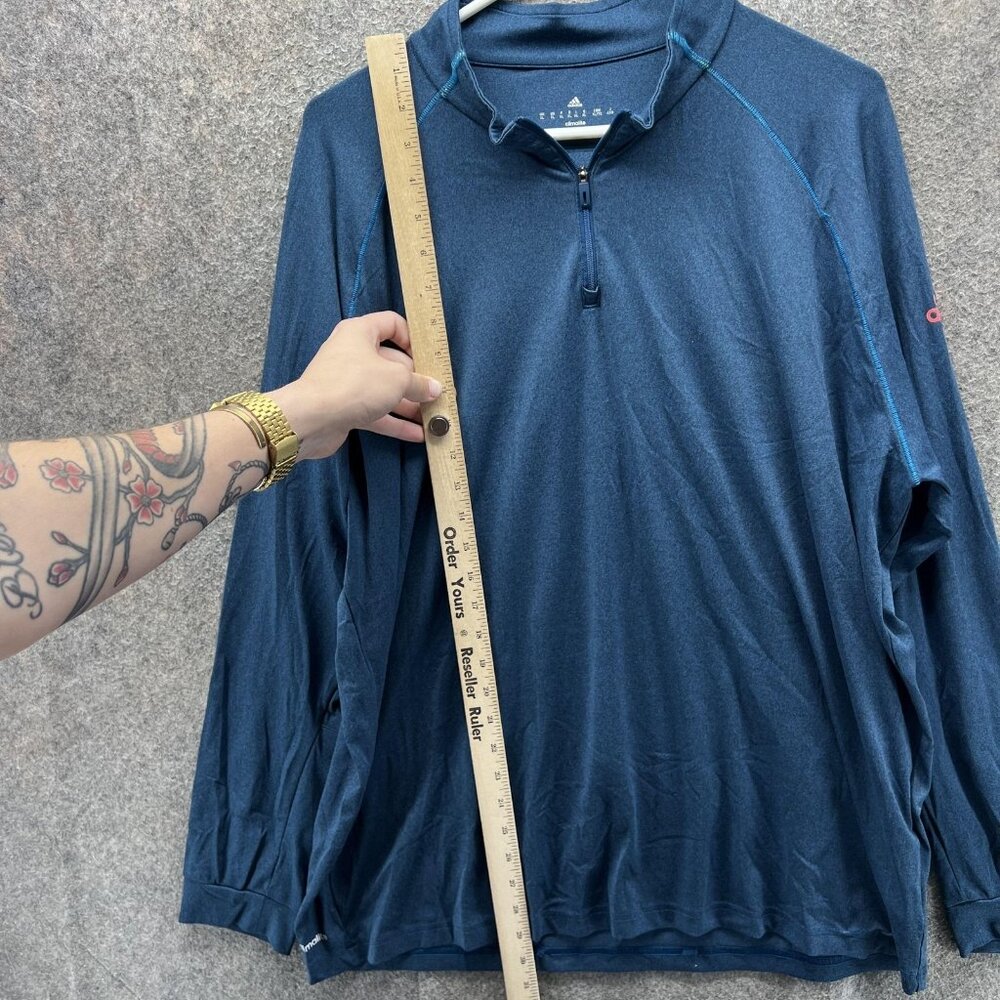 Adidas Shirt Mens XL Blue Climalite Quarter Zip Long Sleeve Athletic Pullover - Picture 9 of 11